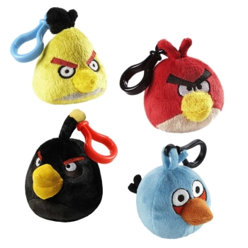 Angry Birds Stoff Plüsch Schlüsselanhänger, Gelb/Blau