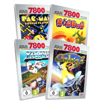 Dig Dug, Galaga, Pac-Man Double Feature + Xevious Bundle (Atari 7800+ Catridges)