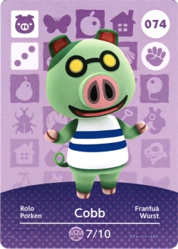 amiibo Animal Crossing Serie 1 Einzelkarte 074 (Rolo/Cobb)